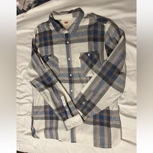 Women’s Levi's Casual Blue and Gray Plaid Tunic Shirt - Size XXL